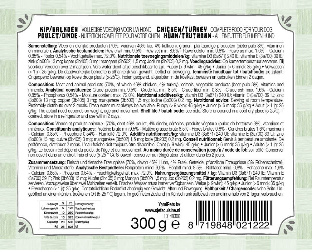 Yamipets Sjef’s Cuisine vleeskuipjes Kip-Kalkoen